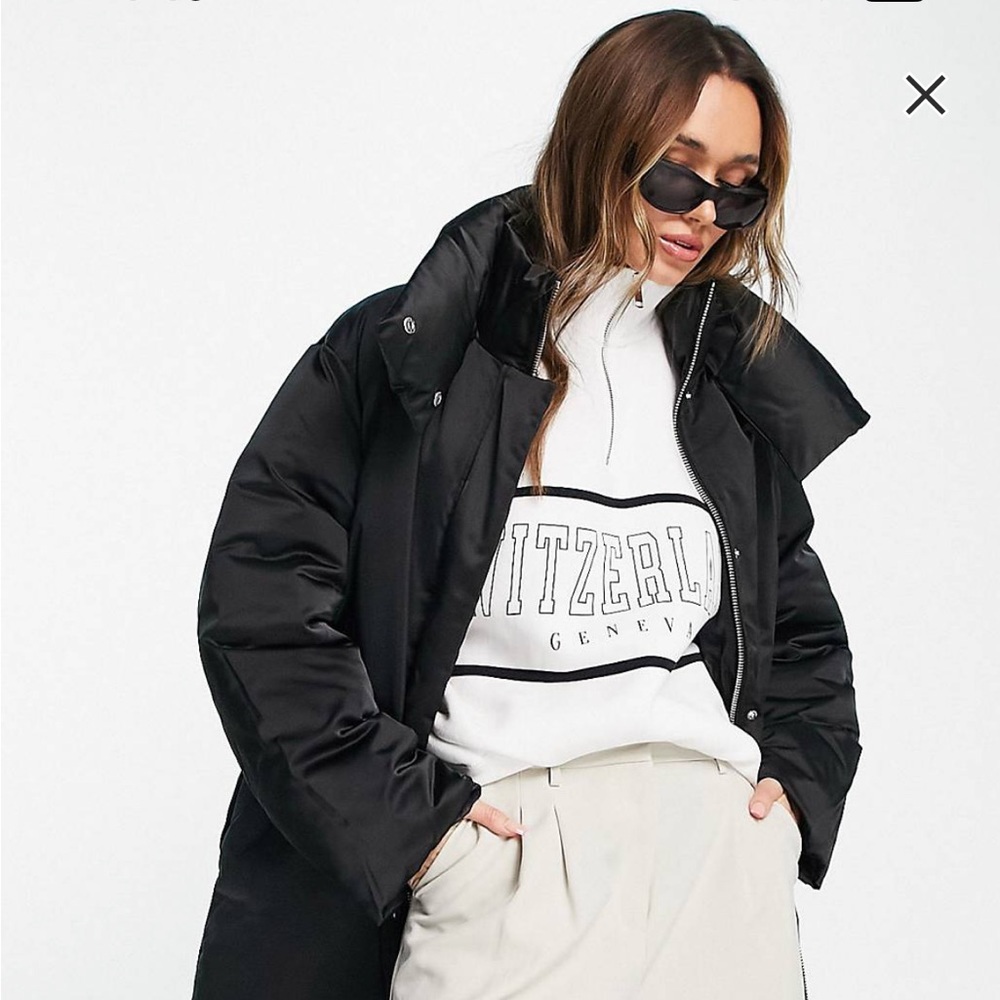 Puffer Satin Jacket -Black